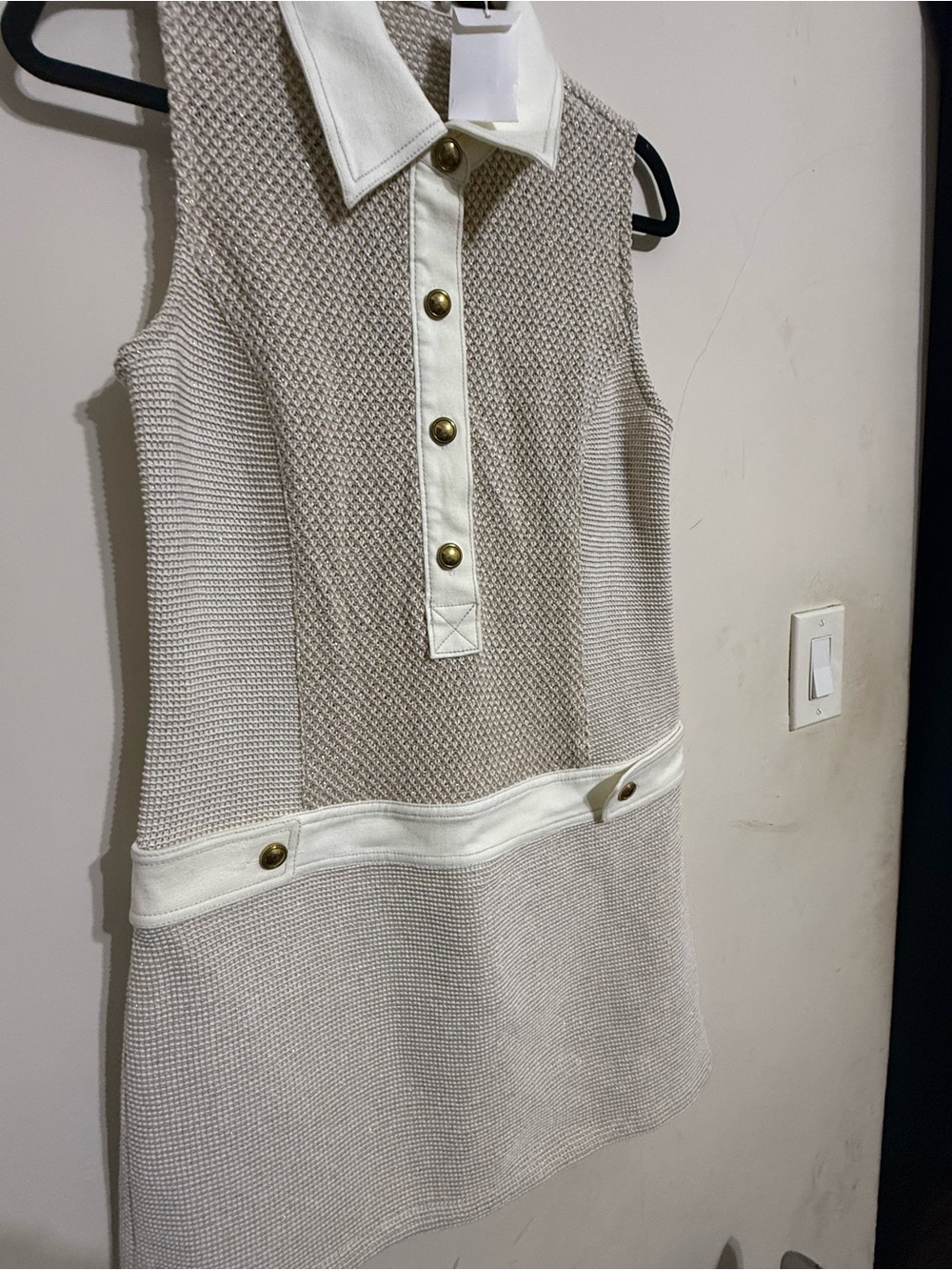 Ramy Brook Cream Sleeveless Polo Knit Mini Dress - Picture 2 of 3